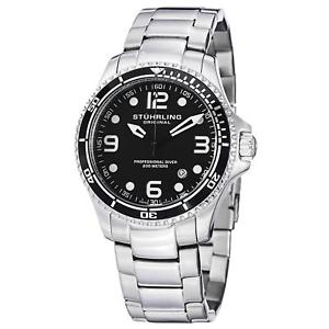 【送料無料】stuhrling grand regatta mens 45mm silver steel bracelet amp; case watch 593332d11｜hokushin