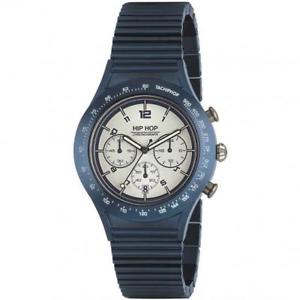 【送料無料】orologio uomo hip hop aluminium hwu0731 chrono bracciale alluminio blu 42mm｜hokushin