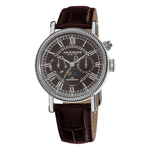 【送料無料】mens akribos xxiv ak610ssbr swiss quartz multifunction genuine leather watch｜hokushin 19,586円