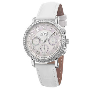 【送料無料】 womens burgi bur087ssw swiss quartz multifunction white leather strap watch｜hokushin