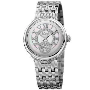 【送料無料】womens burgi bur164ss swarovski crystal mother of pearl date bracelet watch
