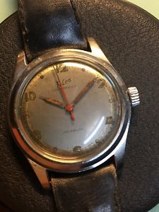 【送料無料】vintage watch felca military stainless steel eta1001 sweep second 33mm incabloc｜hokushin