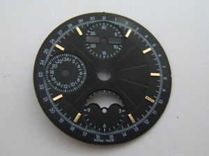 【送料無料】cadran 30mm noir avec index couleur or neuves pour eta valjoux 7751｜hokushin