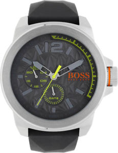 【送料無料】hugo boss mens orange quartz stainless steelgrey silicone watch 1513347