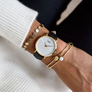 【送料無料】orologio cluse cl30048 minuit la perle pelle nera cassa oro 33mm madreperla