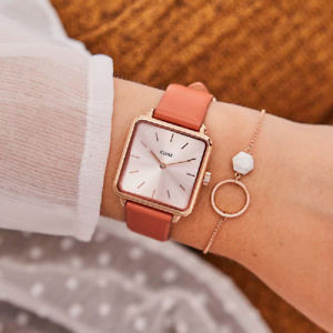 【送料無料】orologio cluse cl60010 la garonne donna pelle cuoio oro rosa quadrato｜hokushin