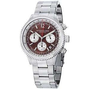 【送料無料】stuhrling monaco 669b mens 42mm chronograph krysterna quartz date watch 669b03