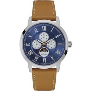 【送料無料】orologio uomo guess delancy w0870g4 multifunzione vera pelle marrone blu