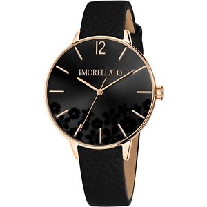 【送料無料】orologio donna morellato ninfa r0151141524 watch pelle nero oro rosa fiori nuovo