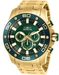 【送料無料】invicta mens pro diver chronograph 100m goldplated stainless steel watch 26077｜hokushin