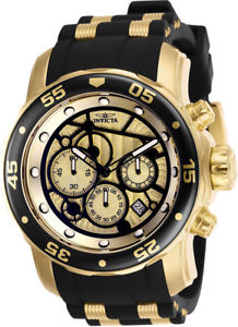 【送料無料】invicta mens pro diver chrono 100m goldplated s steel silicone watch 25709