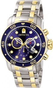 【送料無料】invicta mens pro diver chronograph two tone stainless steel 200m watch 0077