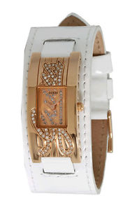 【送料無料】 guess g logo gold swarovski white patent leather strap lady watch u10641l1