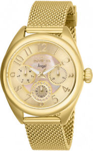 【送料無料】invicta womens angel quartz 100m gold tone stainless steel mesh watch 27455