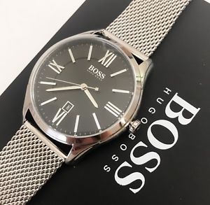 【送料無料】neues angebotboss hugo boss mens silver tone mesh metal stainless steel watch box｜hokushin