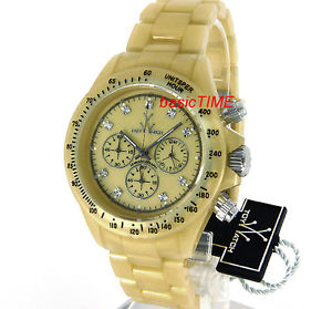 【送料無料】toy watch ladies pearlized plasteramic chronograph gold flp07gd