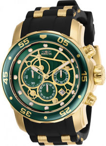 【送料無料】invicta mens pro diver chrono 100m goldtone s steel silicone watch 25708