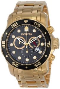 【送料無料】invicta mens pro diver chronograph gold plated stainless steel watch 80064