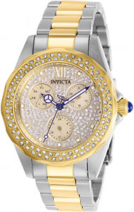 【送料無料】invicta womens angel chrono 100m crystals two tone stainless steel watch 28433