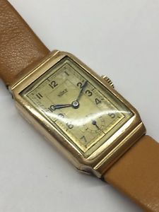 【送料無料】vintage roxy 1935 tank art deco gold plated wrist watch swiss 15 j eta 735 works
