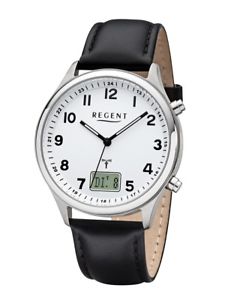 【送料無料】regent herren edelstahl funkuhr ba446 18804419 analog,digital funkempfang l