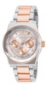 【送料無料】invicta womens angel rose gold bracelet amp; case quartz silver watch 22109