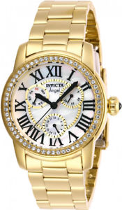【送料無料】invicta womens angel quartz chrono 100m gold tone stainless steel watch 28472