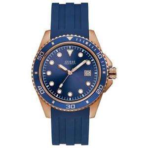 【送料無料】orologio uomo guess,crew,acciaio oro rosa,10 atm,scuba 44mm,cinturino silicone