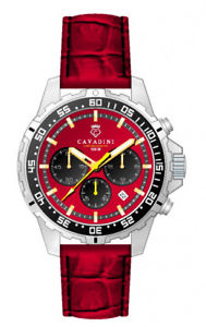 【送料無料】luxus chronograph conqueror cavadini uhr drehbare ring in rot model 2018