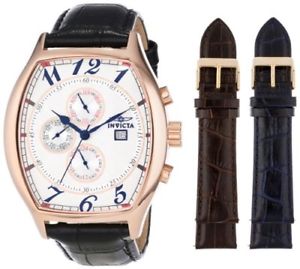 【送料無料】invicta mens 14331 specialty tonneau watch with 3 textured leather strap set