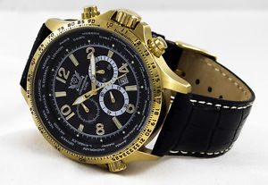 【送料無料】cavadini chronograph streetfighter tachymeter, drehbarer gmtring, goldschwarz