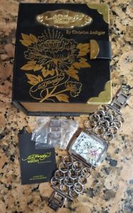 【送料無料】ed hardy lynx watch stainless steel 316l womens quartz for charity rare