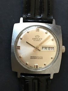 【送料無料】vintage amsley 21 jewels 1970s swiss made stainless steel watch