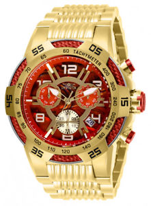 【送料無料】invicta mens speedway quartz chrono 100m gold tone stainless steel watch 28010