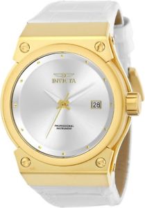 【送料無料】invicta womens akula quartz 100m gold tone s steel white leather watch 24462