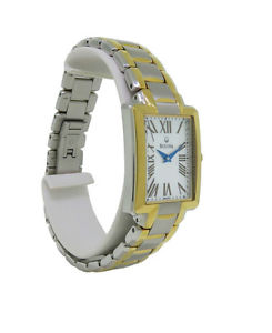 【送料無料】bulova 98l157 womens rectangular roman numeral mother of pearl analog watch