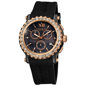 【貨物輸送無料】womens akribos xxiv ak545bk swiis quartz multifunction rubber strap watch
