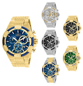 【貨物輸送無料】invicta mens bolt swiss quartz chronograph 100m stainless steel watch