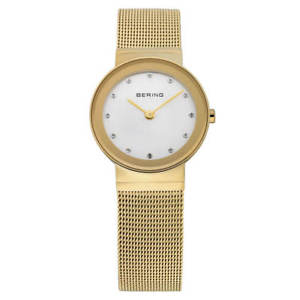 【貨物輸送無料】bering 10126334 womens classic yellow gold mesh bracelet watch