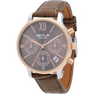 【貨物輸送無料】orologio donna sector 125 r3271693501 chrono pelle marrone ros sub 100mt