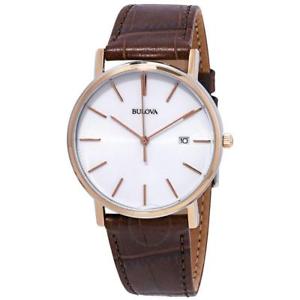 【貨物輸送無料】bulova classic dress mens leather strap watch 98h51