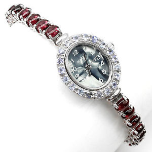 【貨物輸送無料】sterling silver 925 stunning rhodolite garnet and tanzanite watch 7 inch