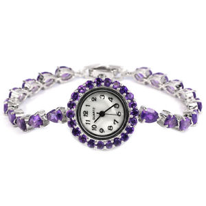 【貨物輸送無料】sterling silver 925 stunning genuine natural deep purple amethyst watch 714 インチ