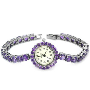 【送料無料】sterling silver 925 stunning genuine natural deep purple amethyst watch 7 inch｜hokushin 28,105円