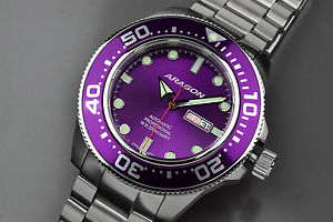 【送料無料】aragon a054pur divemaster automatic 50mm watch｜hokushin 28,845円