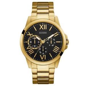 【送料無料】guess mens 46mm goldtone steel bracelet amp; case quartz analog watch w1184g2