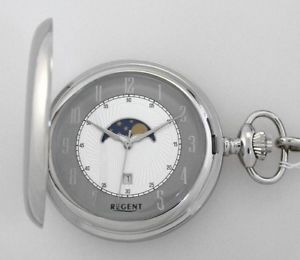 【貨物輸送無料】moderne regent taschenuhr mit mondphase  kette uvp 168,00 eur