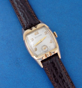 【送料無料】*serviced* mens bulova 1955 awesome majestic deco curved crown lugs design