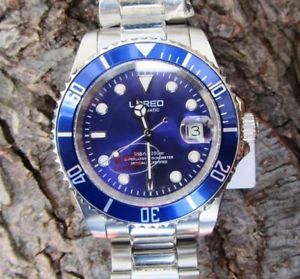 【送料無料】loreo mens sub silver stainless steel sapphire blue  mens automatic dive watch