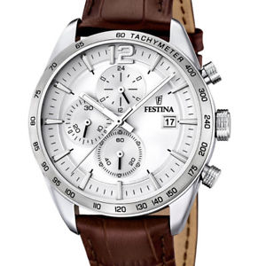 【貨物輸送無料】orologio festina sport uomo cronografo pelle marrone  f167601